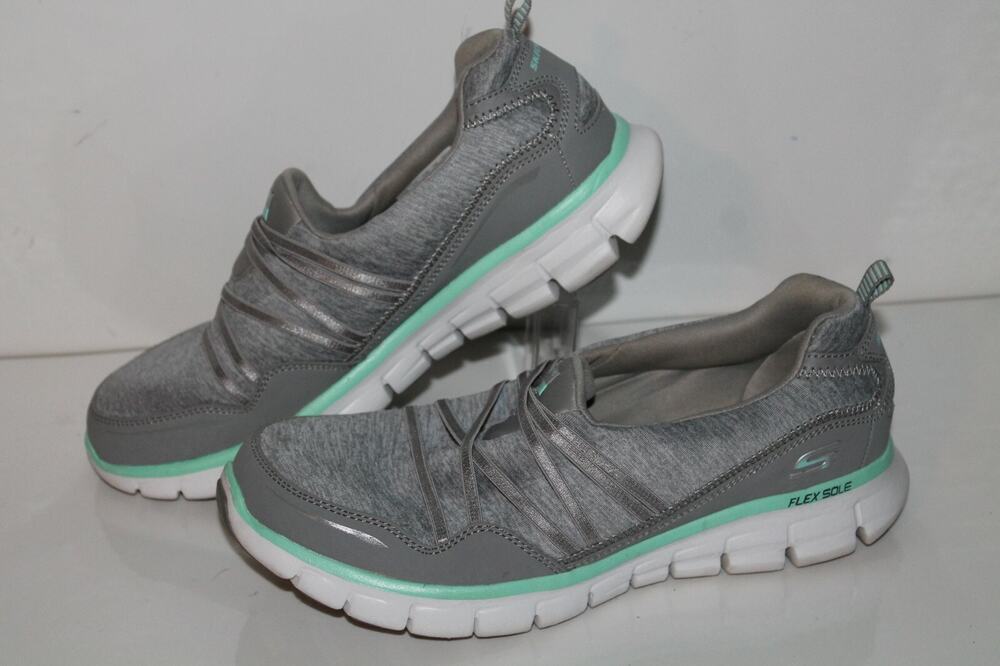Skechers Sport Scene Stealer Casual Shoes Womens 8, Gray Mint, Slip On